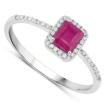 Load image into Gallery viewer, 0.58 Carat Genuine Ruby and White Diamond 14K White Gold Ring