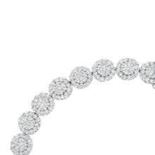 Load image into Gallery viewer, 14K White Gold 3-3/4 Cttw Round-Brilliant Cut Diamond 7-1/4" Round Cluster Links Tennis Bracelet (I-J Color, SI2-I1 Clarity)