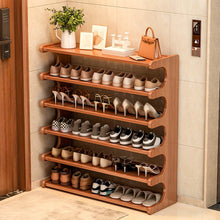 Load image into Gallery viewer, Bamboo Shoe Rack Organizer – 5 or 6 Tier, Space-Saving Storage