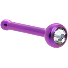 Load image into Gallery viewer, Grade 23 Titanium Purple Crystalline Gem Nose Bone