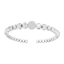 Load image into Gallery viewer, .925 Sterling Silver 1/6 Cttw Diamond Rondelle Graduated Ball Bead Cuff Bangle Bracelet (I-J color, I2-I3 clarity) - Fits wrists up to 7 1/2 inches