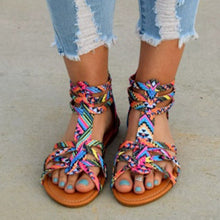 Load image into Gallery viewer, Women's Sandals Summer Shoes Leather Sandals Flats Summer Woman Beach Sandals Arch Support Casual Comfort Retro Slip On Summer Sandal Ladies Casual Beach Flats