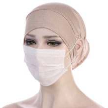 Load image into Gallery viewer, NEW Soft Cotton Hijab Breathable Turban Tie Under Scarf Elegant Ear Hole Stretch Inner Hijabs Lightweight Turban Round Front Under Hijab Caps Female Turban Bonnet