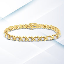 Load image into Gallery viewer, 10K Yellow Gold Plated Sterling Silver 1 cttw Diamond Link Bracelet (J-K Clarity, I1-I2 Color) - Size 7"