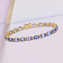 Load image into Gallery viewer, 10.87 Carat Genuine Tanzanite and White Diamond 14K Yellow Gold Bracelet
