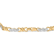 Load image into Gallery viewer, 10k Yellow Gold 1/3 Cttw Diamond 3 Stone and X-Link Bracelet (I-J Color, I1-I2 Clarity) - 7.50" Inches
