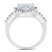 Load image into Gallery viewer, 1.41 Carat Genuine Aquamarine & Tanzanite .925 Sterling Silver Ring