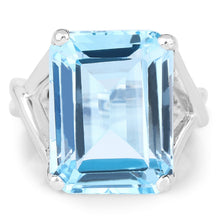 Load image into Gallery viewer, 14.20 Carat Genuine Blue Topaz .925 Sterling Silver Ring