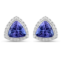 Load image into Gallery viewer, 3.82 Carat Genuine Tanzanite and White Diamond 14K White Gold Earrings
