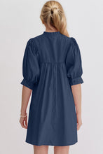 Load image into Gallery viewer, Pink Puff Sleeve Mini Dress Casual and Feminine Dress for Women Simple Classic Summer Dress
