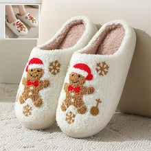 Load image into Gallery viewer, Christmas Slippers Gingerbread Slippers Women and Men Holiday Halloween Slippers Indoor Bedroom Fluffy Warm Fleece Slippers Winter Soft Cozy Home Non-Slip Soft Plush Slip-on Wool Lined House Shoes