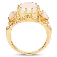 Load image into Gallery viewer, 14K Yellow Gold Plated 3.26 Carat Genuine Ethiopian Opal .925 Sterling Silver Ring