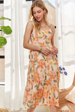 Load image into Gallery viewer, Smocked Back Floral Adjustable Strap Midi Dress For Women – Feminine, Floral, Fluttering, Comfortable Midi Dress