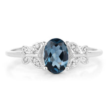 Load image into Gallery viewer, 0.93 Carat Genuine London Blue Topaz and White Diamond 14K White Gold Ring