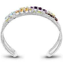 Load image into Gallery viewer, 4.82 Carat Genuine Multi Stones .925 Sterling Silver Cuff Bangle