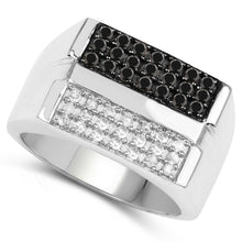 Load image into Gallery viewer, 0.64 Carat Genuine Black Diamond and White Diamond .925 Sterling Silver Ring