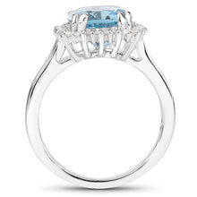 Load image into Gallery viewer, 4.32 Carat Genuine Blue Topaz and White Zircon .925 Sterling Silver Ring
