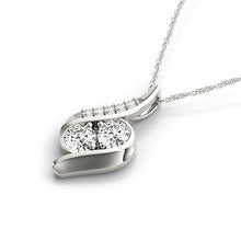 Load image into Gallery viewer, 14k White Gold Two Stone Curved Style Diamond Pendant (3/4 cttw)