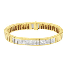 Load image into Gallery viewer, 14K Yellow Gold 3 5/8 cttw Invisible Set Princess-Cut Diamond ID Tennis Bracelet (I-J Color, SI1-SI2 Clarity) - Size 7"