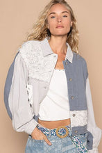Load image into Gallery viewer, Classic Artistic Crochet Patch Exposed Seam Button Up Jacket Chic & Edgy Outerwear