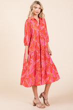 Load image into Gallery viewer, New Summer Tiered Printed Collared Neck Midi Dress For Women – Elegant and Versatile Dress with a Polished, Feminine Flair