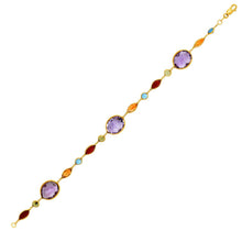 Load image into Gallery viewer, 14k Yellow Gold Bracelet with Multi-Colored Stones