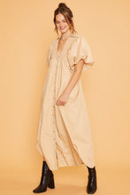 Load image into Gallery viewer, Smocked Puff Sleeve Midi Dress – Chic and Flattering Midi Dress with Puff Sleeves and Smocked Detailing for a Feminine Silhouette