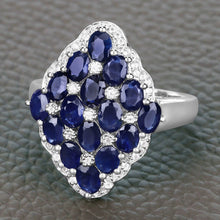 Load image into Gallery viewer, 3.48 Carat Genuine Blue Sapphire and White Zircon .925 Sterling Silver Ring