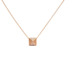 Load image into Gallery viewer, 14K Yellow Gold 1/4 Cttw Diamond Matte Finished Pyramid Pendant Necklace (G-H Color, SI1-SI2 Clarity) - 18 Inches