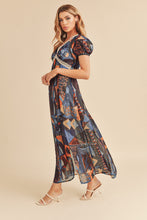 Load image into Gallery viewer, Lace Detail Slit Geometric Print Short Sleeve Comfortable Maxi Dress For Women, Elegant Lace, Alluring Slit, Sophisticated Geometric Print for Casual & Dressy Occasions