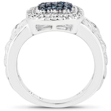 Load image into Gallery viewer, 0.28 Carat Genuine Blue Diamond and White Diamond .925 Sterling Silver Ring