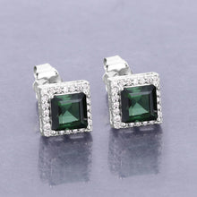 Load image into Gallery viewer, 1.55 Carat Genuine Green Tourmaline and White Diamond 14K White Gold Earrings
