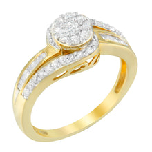 Load image into Gallery viewer, 10K Yellow Gold Diamond Cluster Ring (1/2 Cttw, I-J Color, I2-I3 Clarity) - Size 6