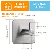 Load image into Gallery viewer, 4-Pack Heavy Duty Stick Hooks β Stainless Steel, Waterproof, Wall Mount