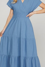 Load image into Gallery viewer, Surplice Short Sleeve Tiered Maxi Dress With Pockets For Women β Elegant, Versatile, Comfortable and Functional with Flattering Surplice Neckline and Tiered Design for Effortless Style