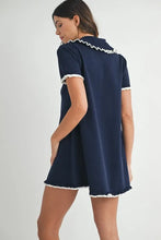 Load image into Gallery viewer, Ruffle Trimmed Collar Fine Knit Mini Dress For Women โ Ruffle Mini Dress, Fine Knit Dress, Collar Dress, Feminine Mini Dress, Chic Knit Dress
