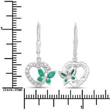 Load image into Gallery viewer, 0.44 Carat Genuine Emerald and Created White Sapphire .925 Sterling Silver Earrings
