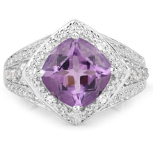 Load image into Gallery viewer, 2.82 Carat Genuine Amethyst and White Topaz .925 Sterling Silver Ring