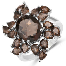 Load image into Gallery viewer, 5.69 Carat Genuine Smoky Quartz .925 Sterling Silver Ring