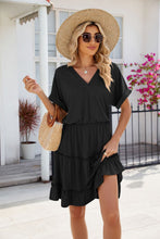 Load image into Gallery viewer, Short Sleeve Tiered Mini Dress Feminine & Flowy Modern Women Summer Dress