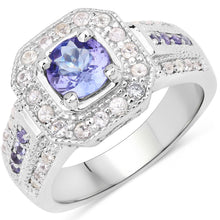 Load image into Gallery viewer, 1.46 Carat Genuine Tanzanite and White Diamond .925 Sterling Silver Ring