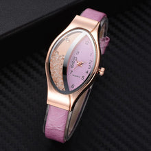 Load image into Gallery viewer, Women Fashion Luxury Watch Leather Strap Women Bracelet Clock Ellipse Rhinestone PU Sport Quartz Watch Wrist Watches For Women and Girls