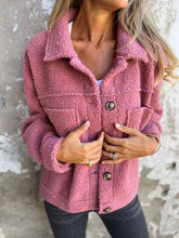 Load image into Gallery viewer, Comfortable Modern Women Full Size Fuzzy Button-Up Jacket with Drop Shoulder and Pockets