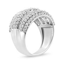 Load image into Gallery viewer, .925 Sterling Silver 2.00 Cttw Round and Baguette-Cut Diamond Cluster Ring (H-I Color, I1-I2 Clarity) - Size 7