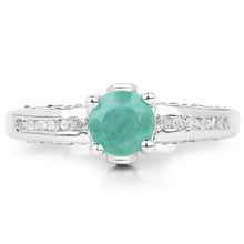 Load image into Gallery viewer, 1.22 Carat Genuine Emerald and White Topaz .925 Sterling Silver Ring
