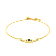 Load image into Gallery viewer, 14k Yellow Gold Adjustable Evil Eye Bracelet