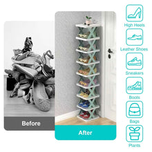 Load image into Gallery viewer, 9-Tier Narrow Entryway Shoe Rack Plastic Vertical Shoe Organizer