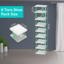 Load image into Gallery viewer, 9-Tier Narrow Entryway Shoe Rack Plastic Vertical Shoe Organizer