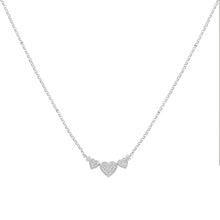 Load image into Gallery viewer, 14K White Gold 1.0 Cttw Princess Cut Diamond Three Heart 18" Statement Pendant Necklace (H-I Color, SI2-I1 Clarity)