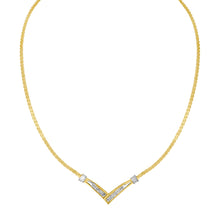 Load image into Gallery viewer, 10K Yellow and White Gold 1/2 Cttw Princess Cut Diamond Channel-Set “V†Shape 18" Franco Chain Necklace (H-I Color, SI2-I1 Clarity)